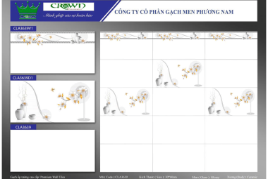 Gạch men Ceramic 30cmx60cm trắng có viền PN HP CLA 3639