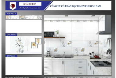Gạch men Ceramic 30cmx60cm trắng có viền PN HP MHP 36600