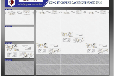 Gạch men Ceramic 30cmx60cm sọc trắng xám PN HP CMN 3702