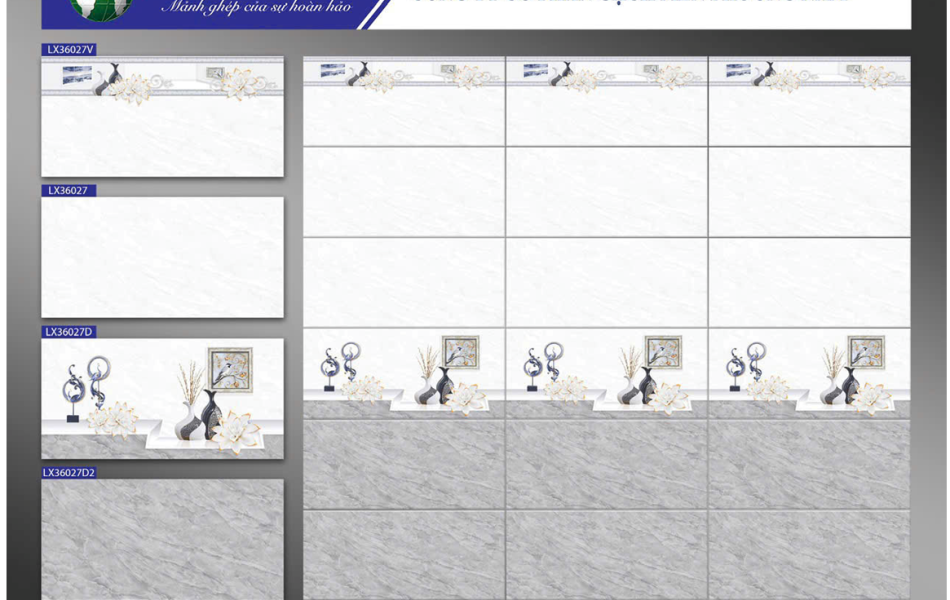 Gạch men Ceramic 30cmx60cm sọc trắng xám PN HP LX 36027