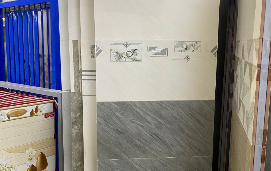 Gạch men Ceramic 30cmx60cm sọc trắng xám PN HP CMN 3702